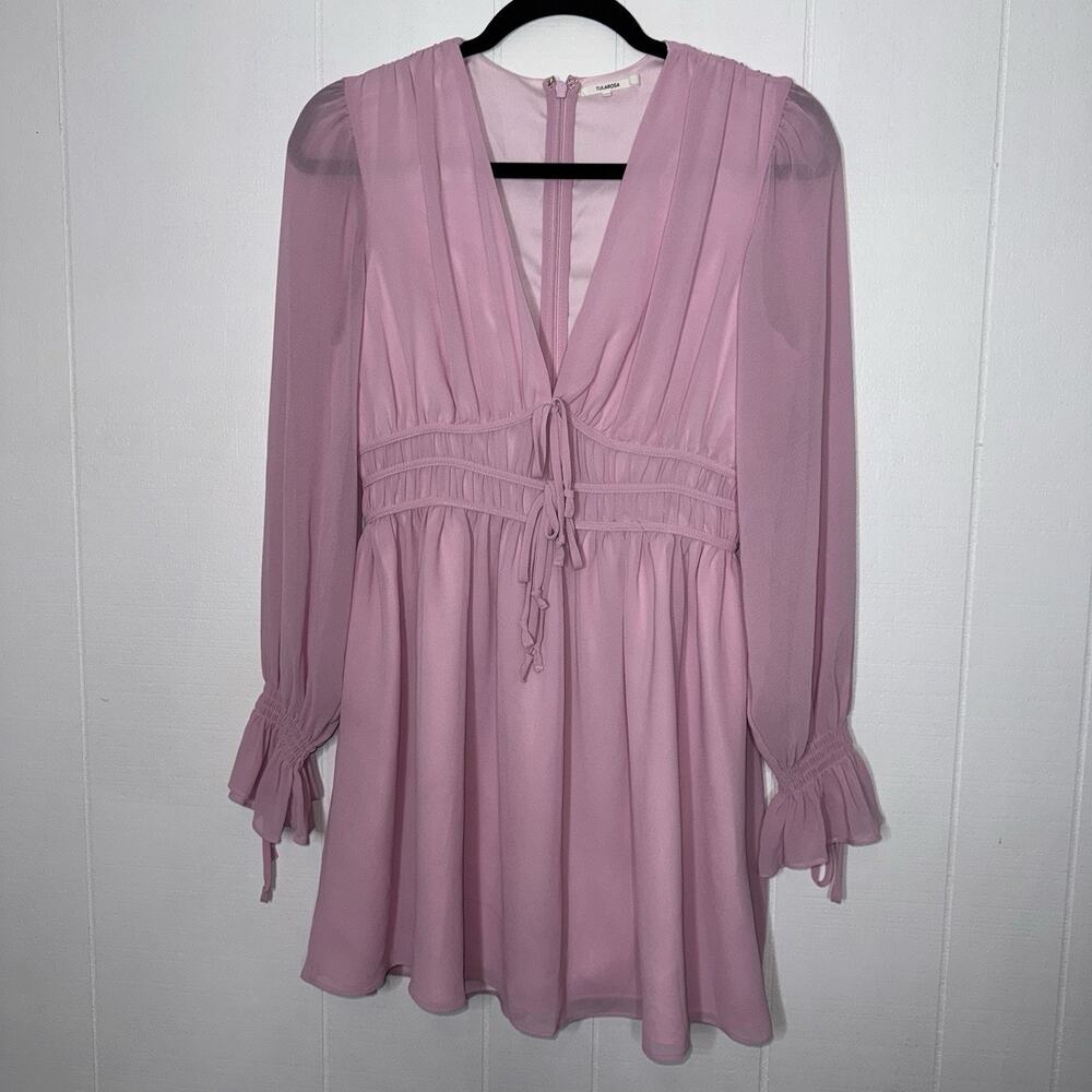 Tularosa Revolve Women’s Isla Dress Mini Long Sleeve Lilac Pink Size Small
